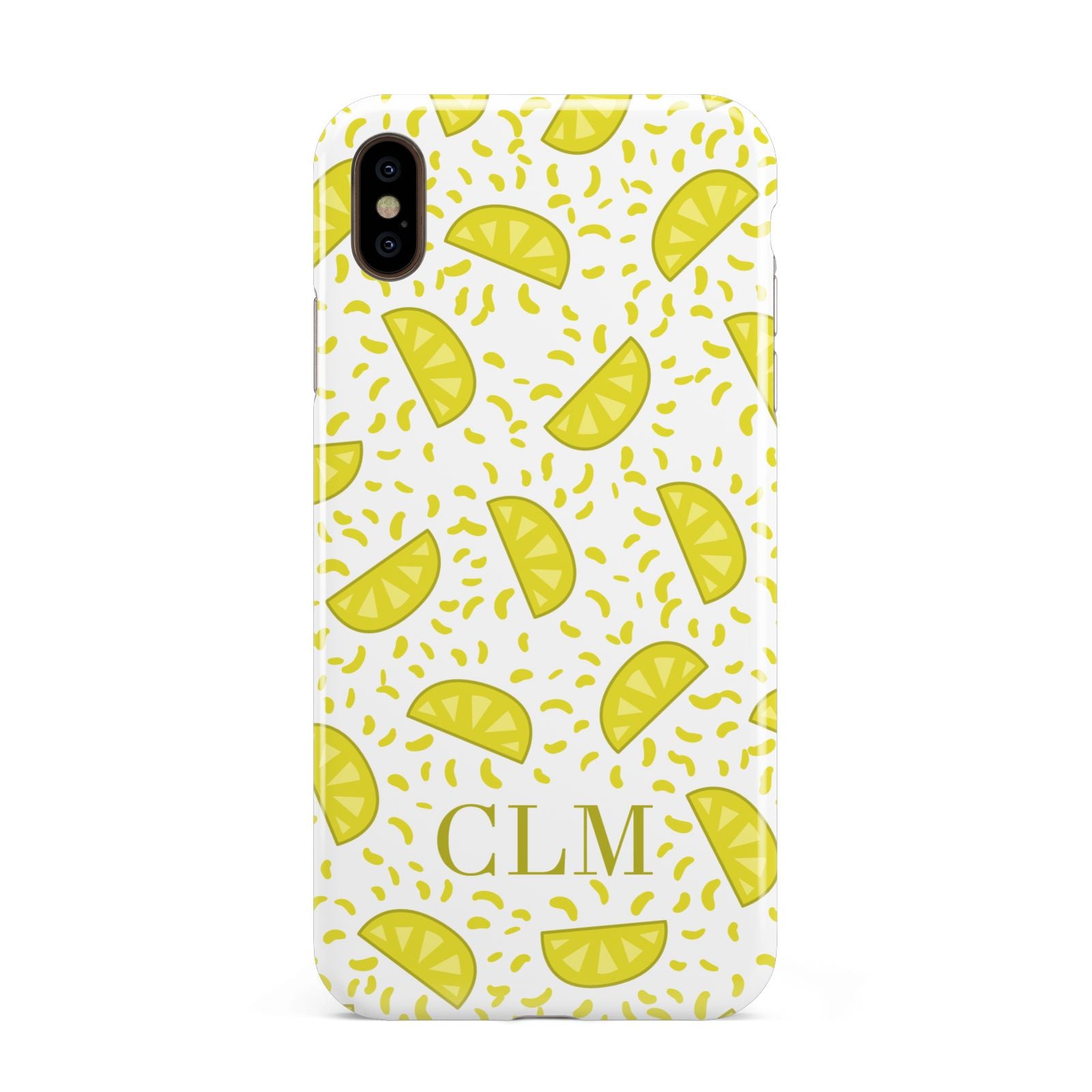 Personalised Lemons Initials Clear Apple iPhone Xs Max 3D Tough Case