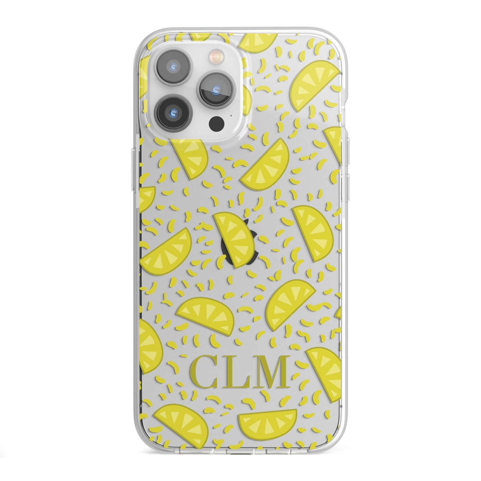 Personalised Lemons Initials Clear iPhone 13 Pro Max TPU Impact Case with White Edges