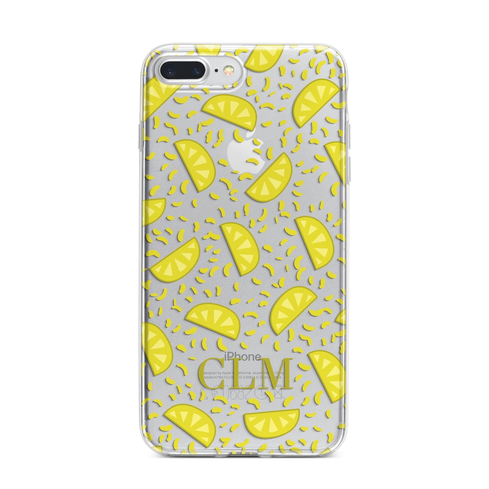 Personalised Lemons Initials Clear iPhone 7 Plus Bumper Case on Silver iPhone