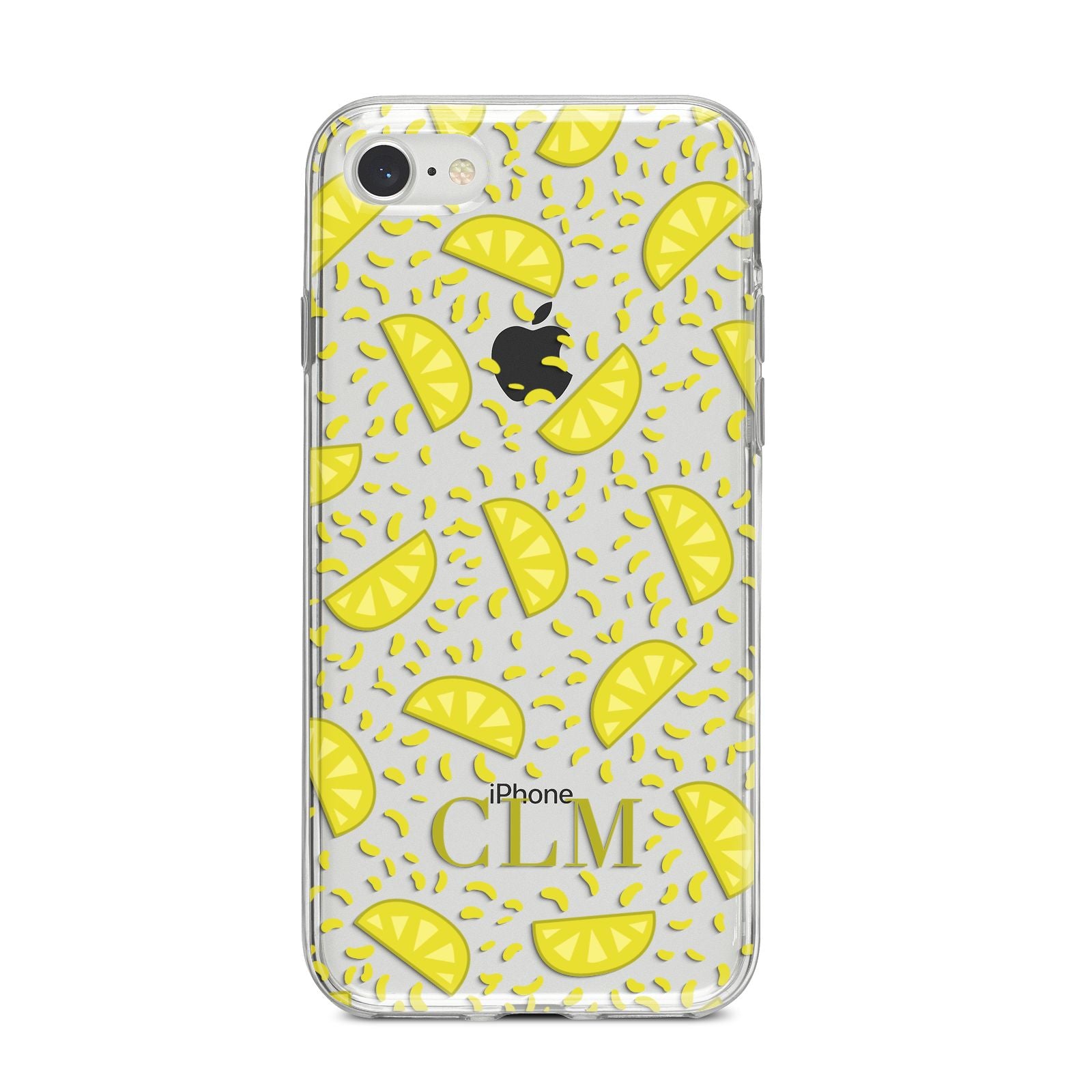 Personalised Lemons Initials Clear iPhone 8 Bumper Case on Silver iPhone