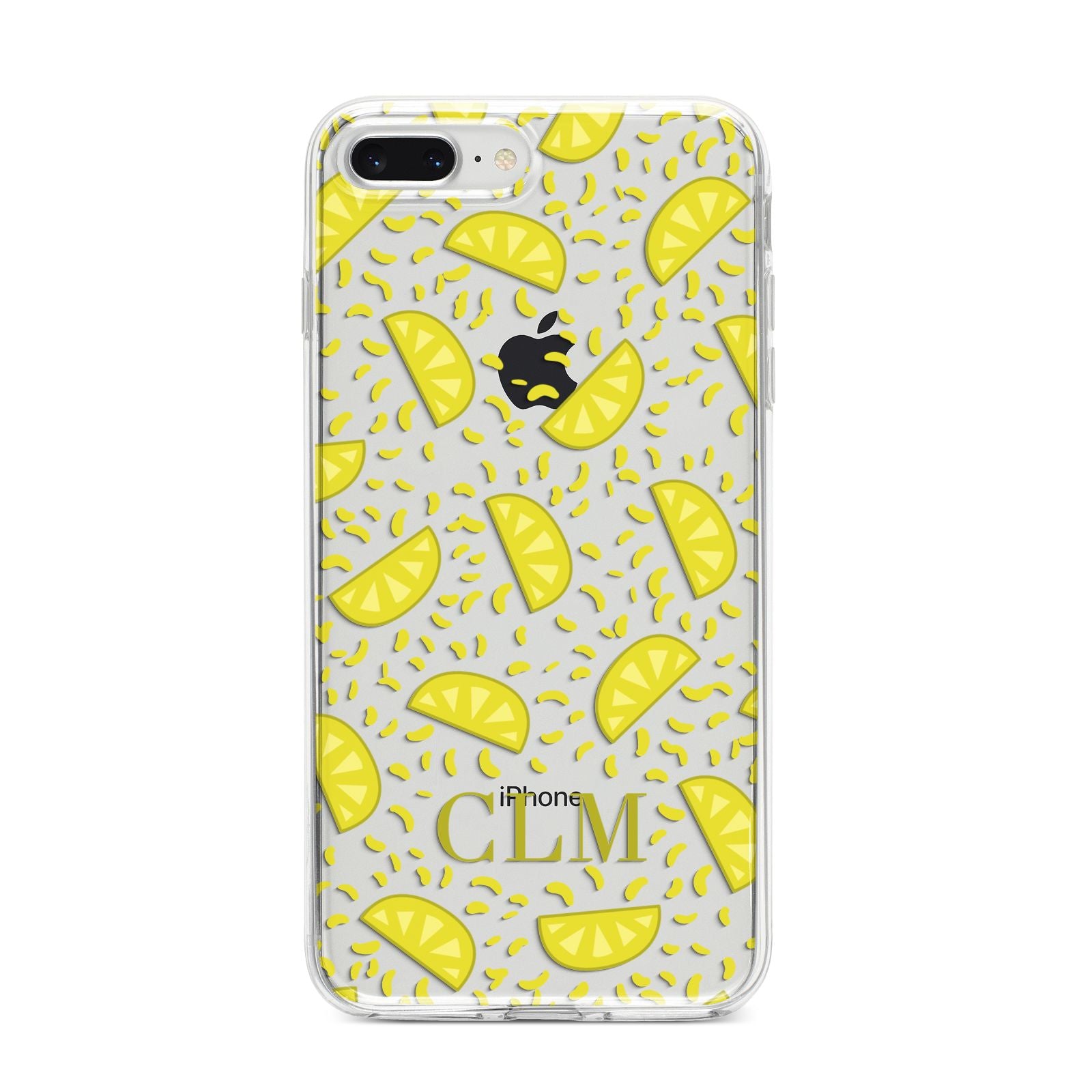 Personalised Lemons Initials Clear iPhone 8 Plus Bumper Case on Silver iPhone