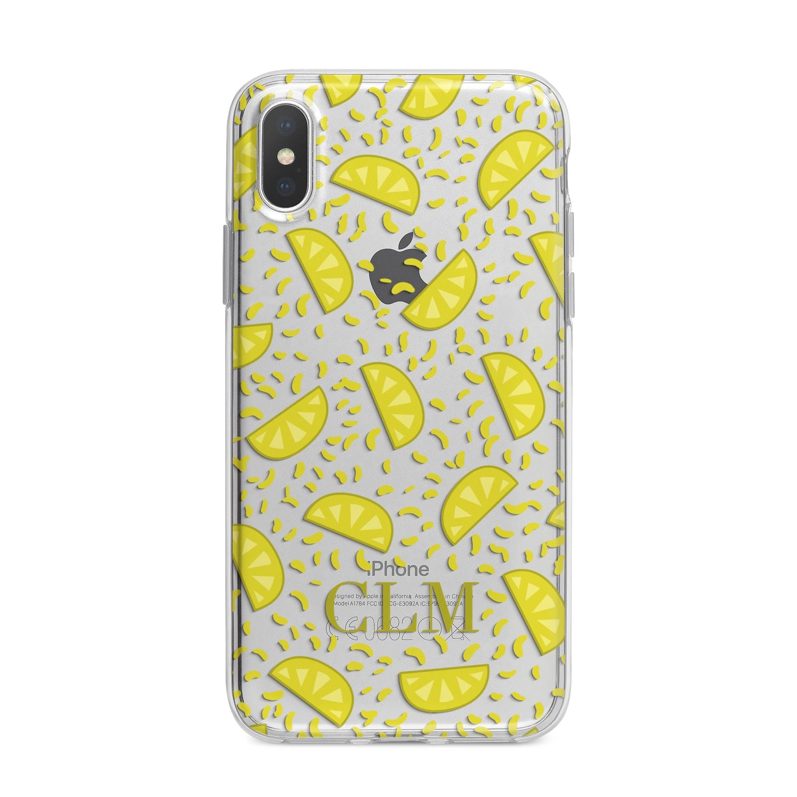 Personalised Lemons Initials Clear iPhone X Bumper Case on Silver iPhone Alternative Image 1