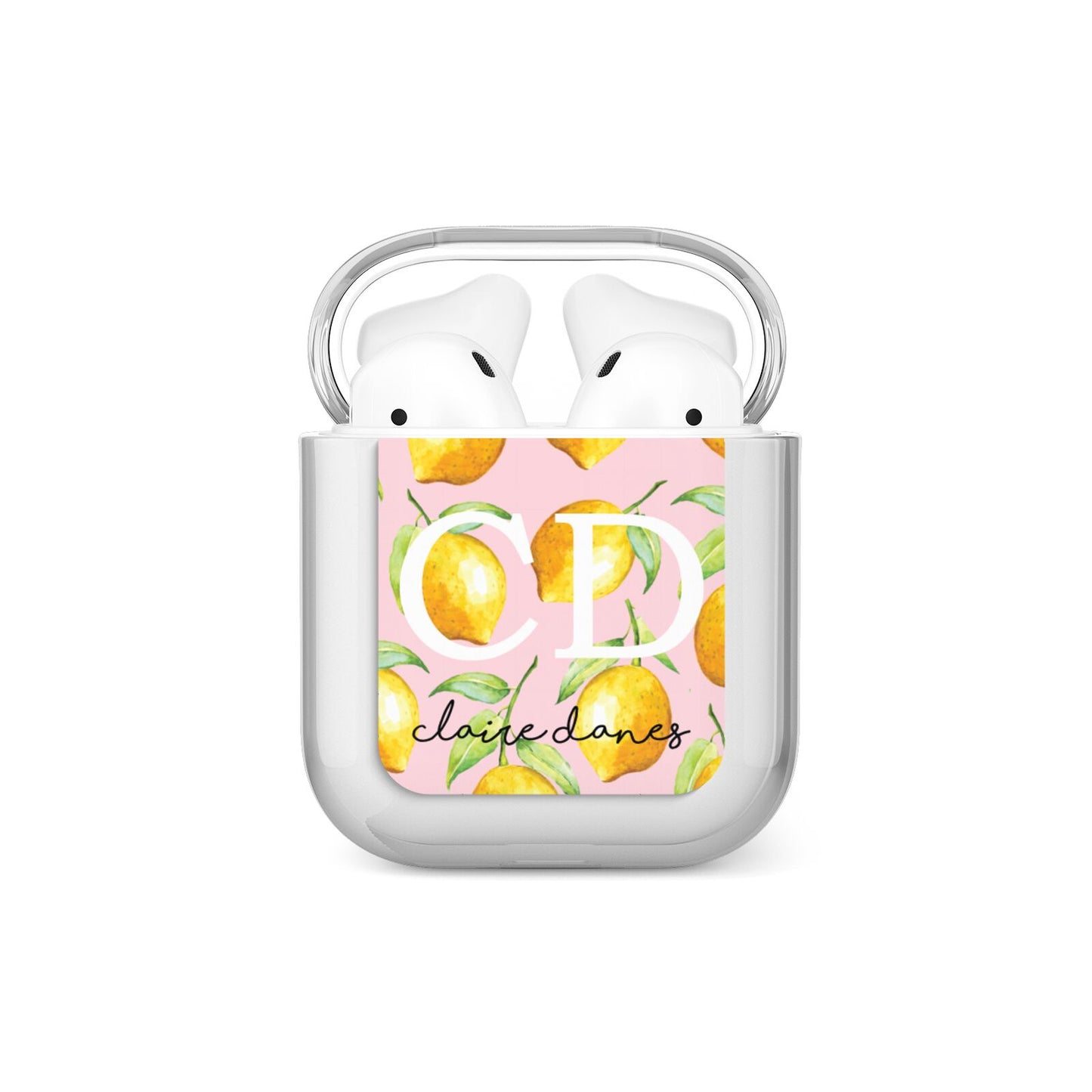Personalised Lemons Pink AirPods Case