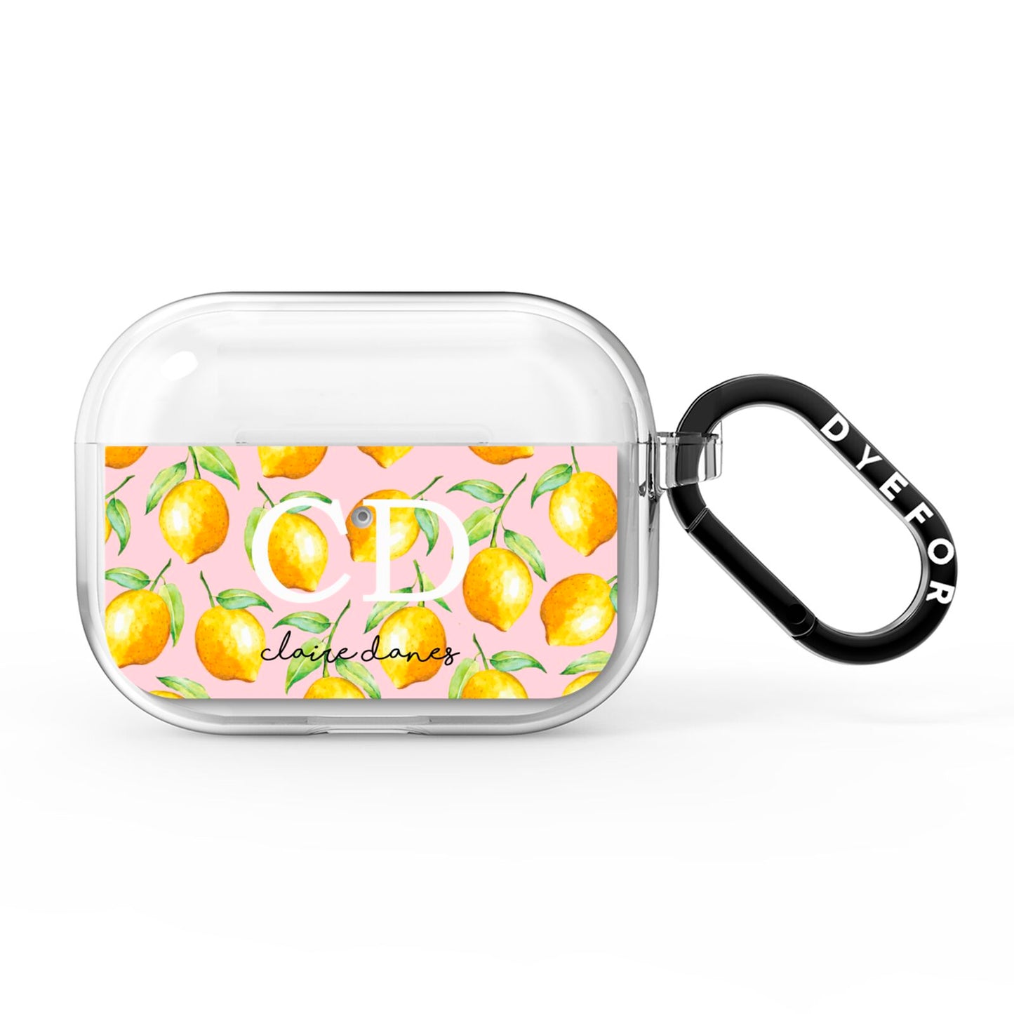 Personalised Lemons Pink AirPods Pro Clear Case