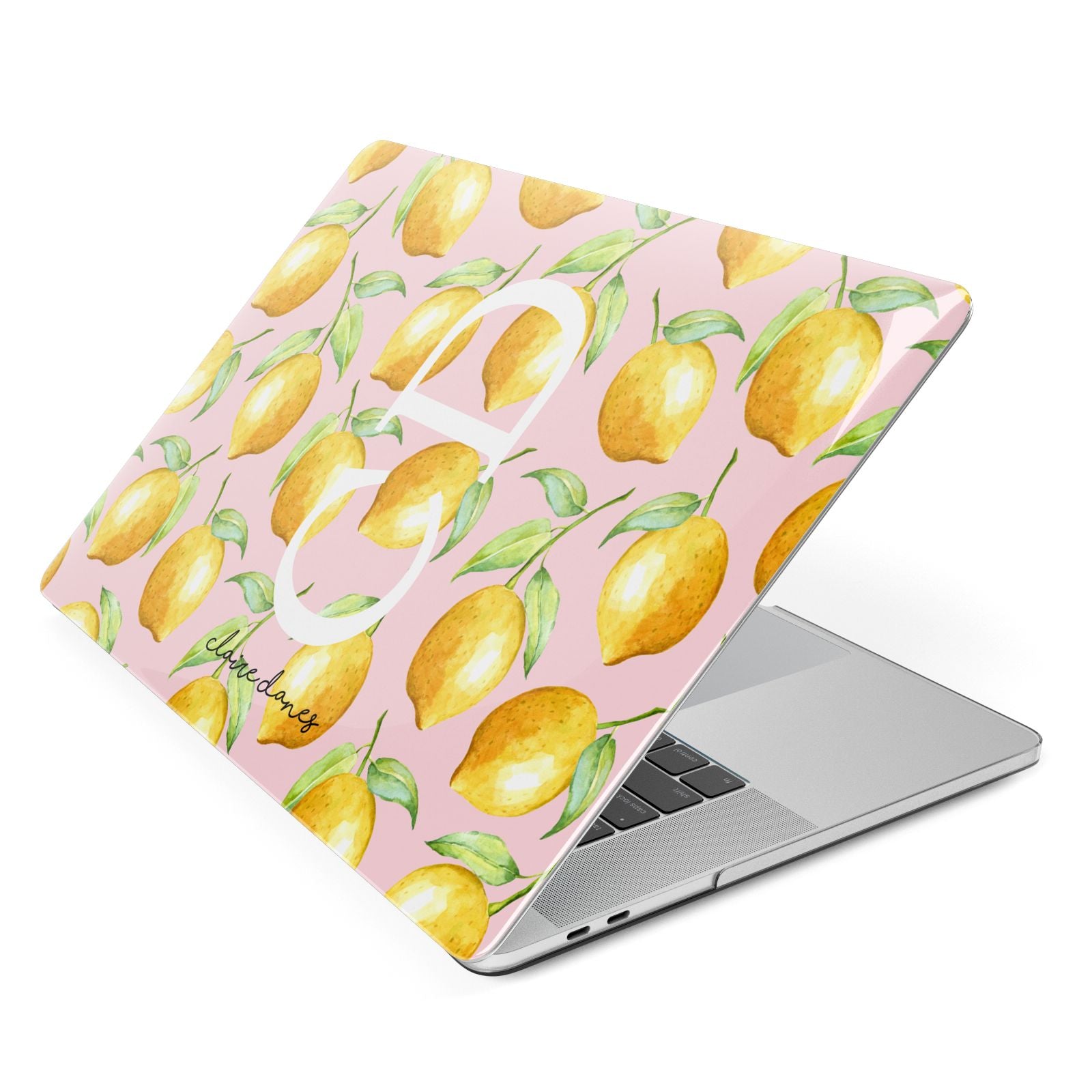 Personalised Lemons Pink Apple MacBook Case Side View