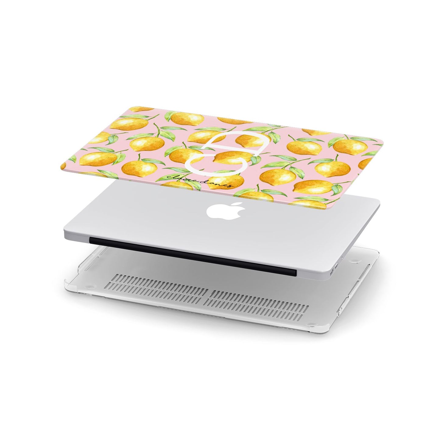 Personalised Lemons Pink Apple MacBook Case in Detail