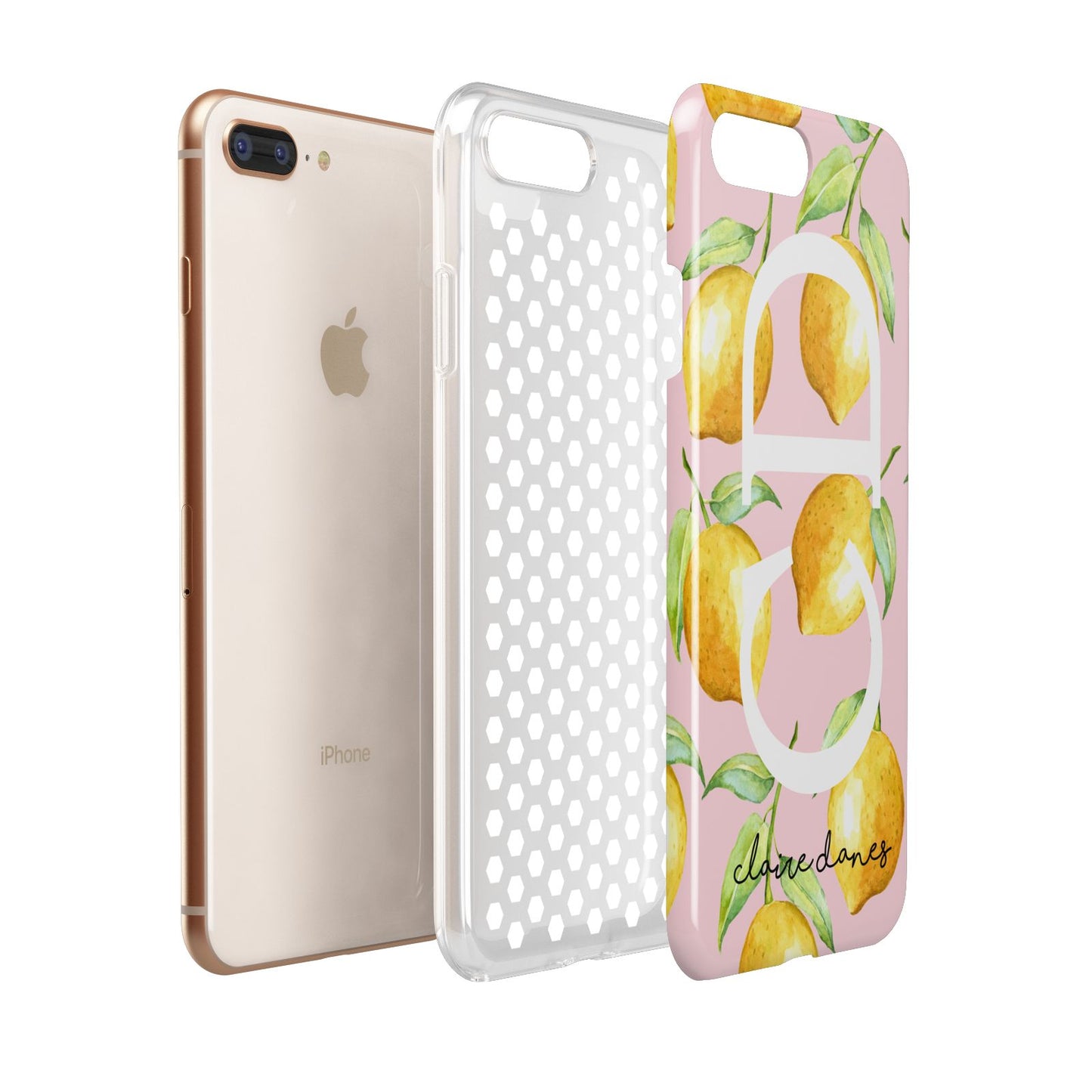 Personalised Lemons Pink Apple iPhone 7 8 Plus 3D Tough Case Expanded View
