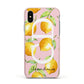 Personalised Lemons Pink Apple iPhone Xs Impact Case Pink Edge on Silver Phone