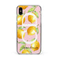 Personalised Lemons Pink Apple iPhone Xs Max Impact Case Black Edge on Silver Phone