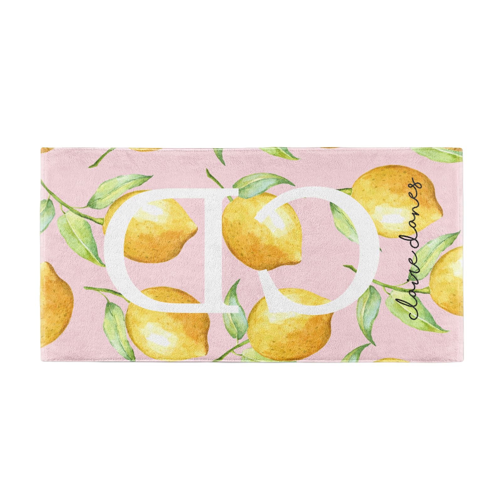 Personalised Lemons Pink Beach Towel Alternative Image