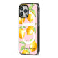Personalised Lemons Pink iPhone 13 Pro Max Black Impact Case Side Angle on Silver phone