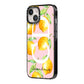 Personalised Lemons Pink iPhone 14 Black Impact Case Side Angle on Silver phone