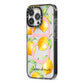 Personalised Lemons iPhone 13 Pro Black Impact Case Side Angle on Silver phone