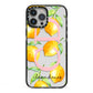 Personalised Lemons iPhone 13 Pro Max Black Impact Case on Silver phone