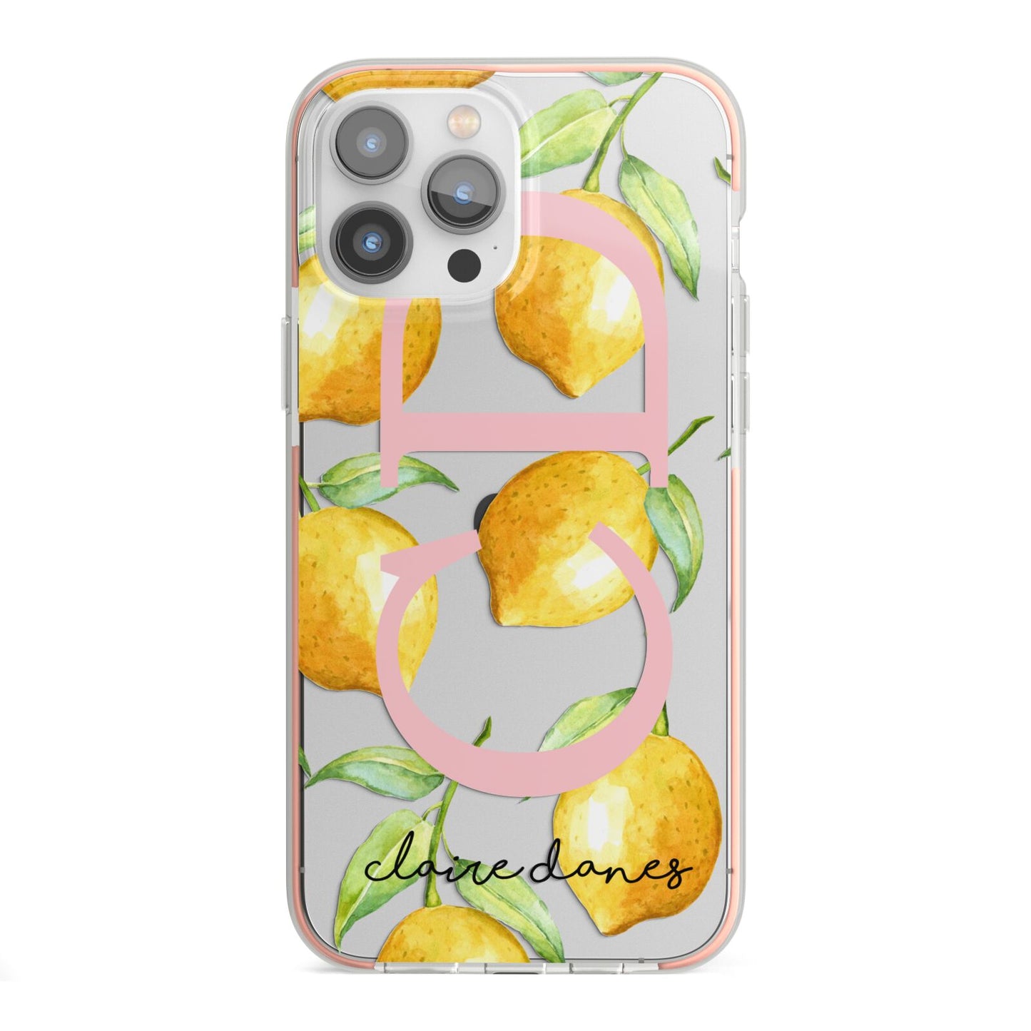 Personalised Lemons iPhone 13 Pro Max TPU Impact Case with Pink Edges
