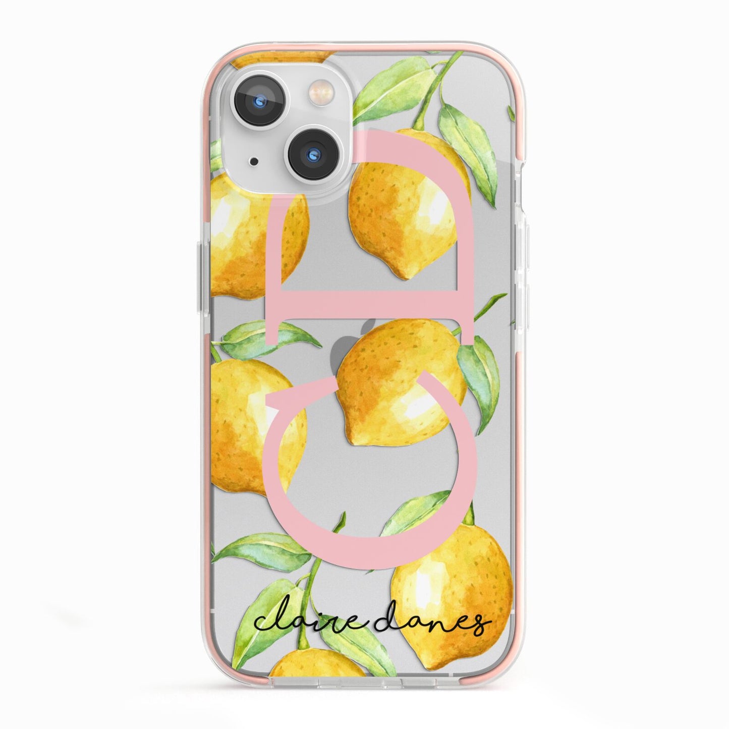 Personalised Lemons iPhone 13 TPU Impact Case with Pink Edges