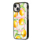Personalised Lemons iPhone 14 Black Impact Case Side Angle on Silver phone