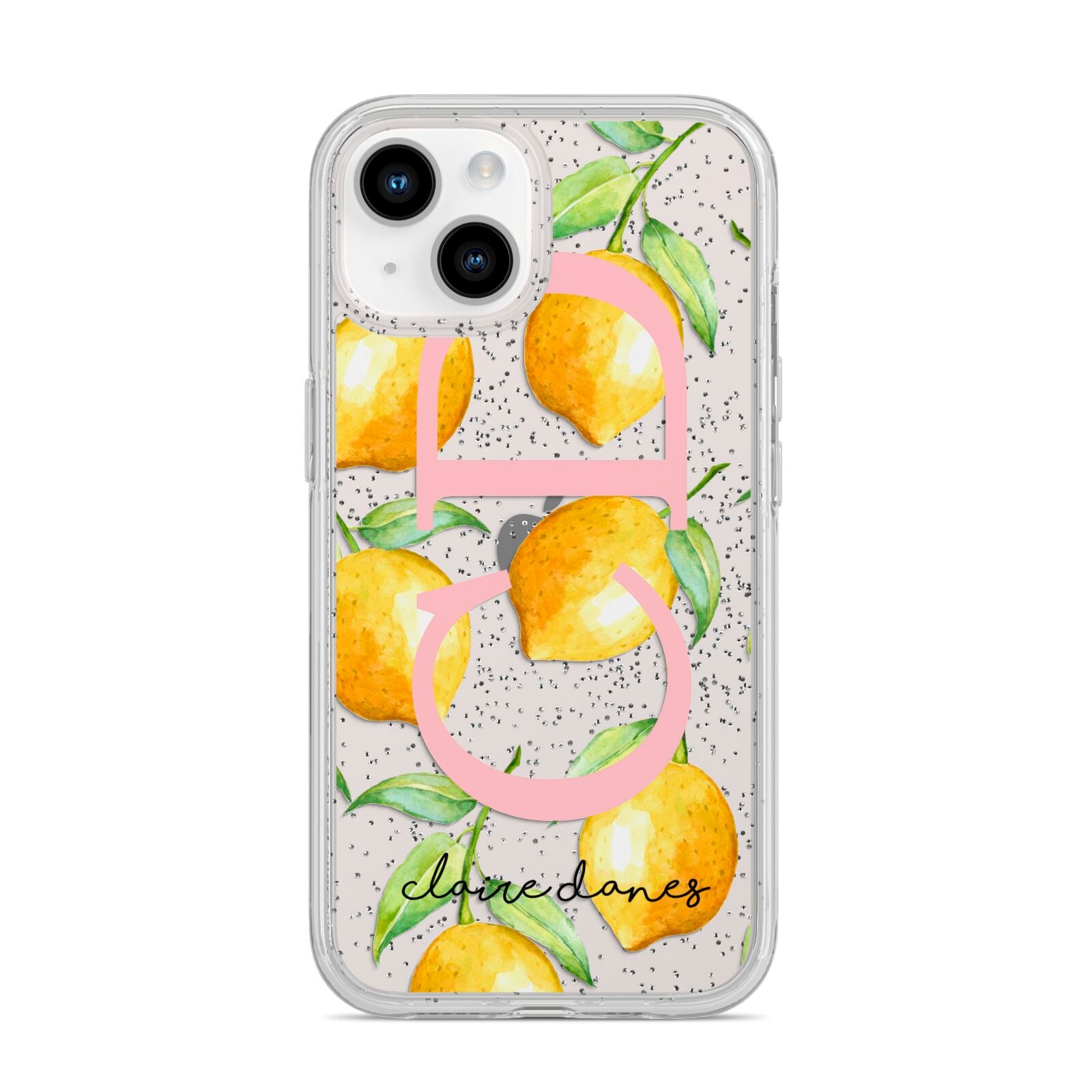Personalised Lemons iPhone 14 Glitter Tough Case Starlight