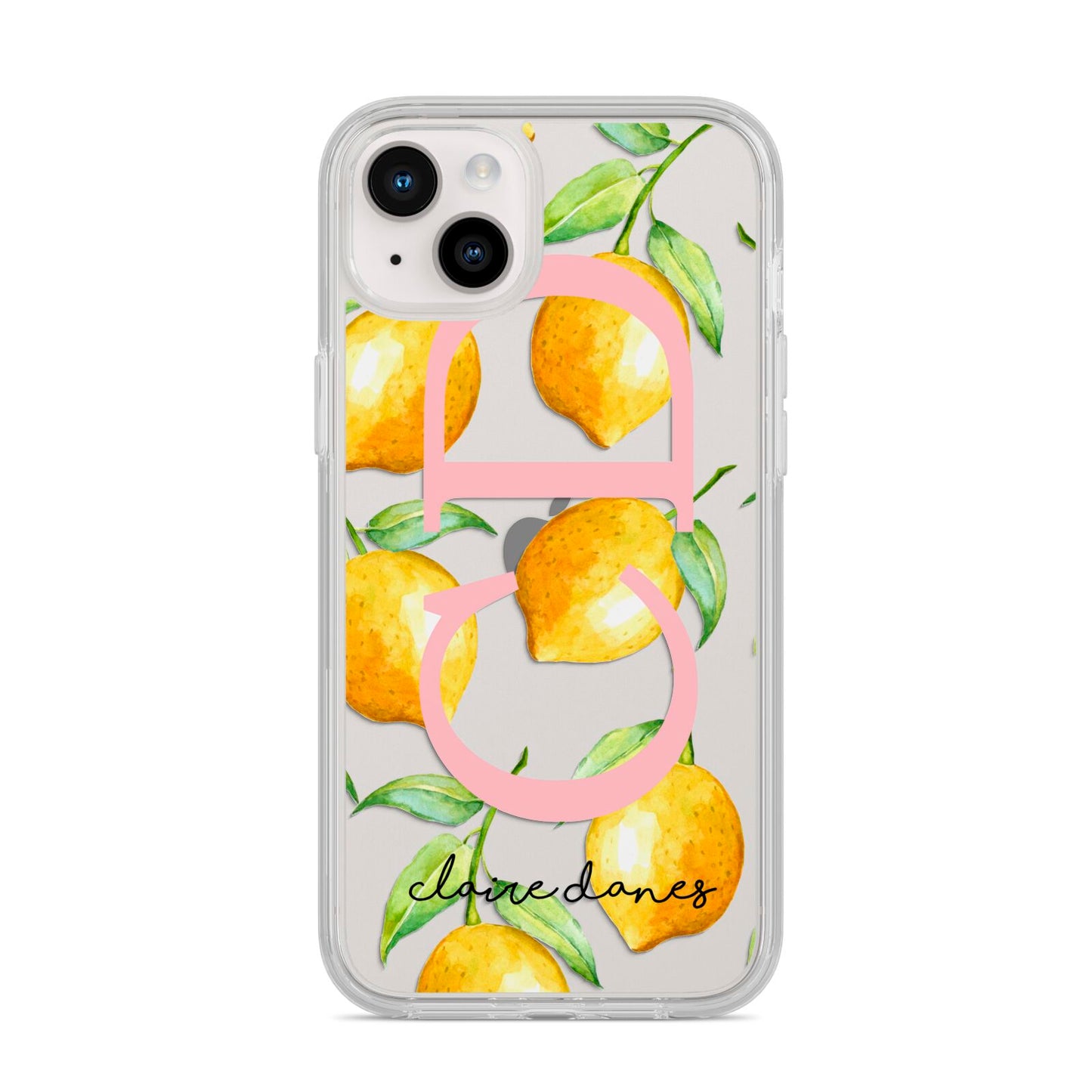 Personalised Lemons iPhone 14 Plus Clear Tough Case Starlight