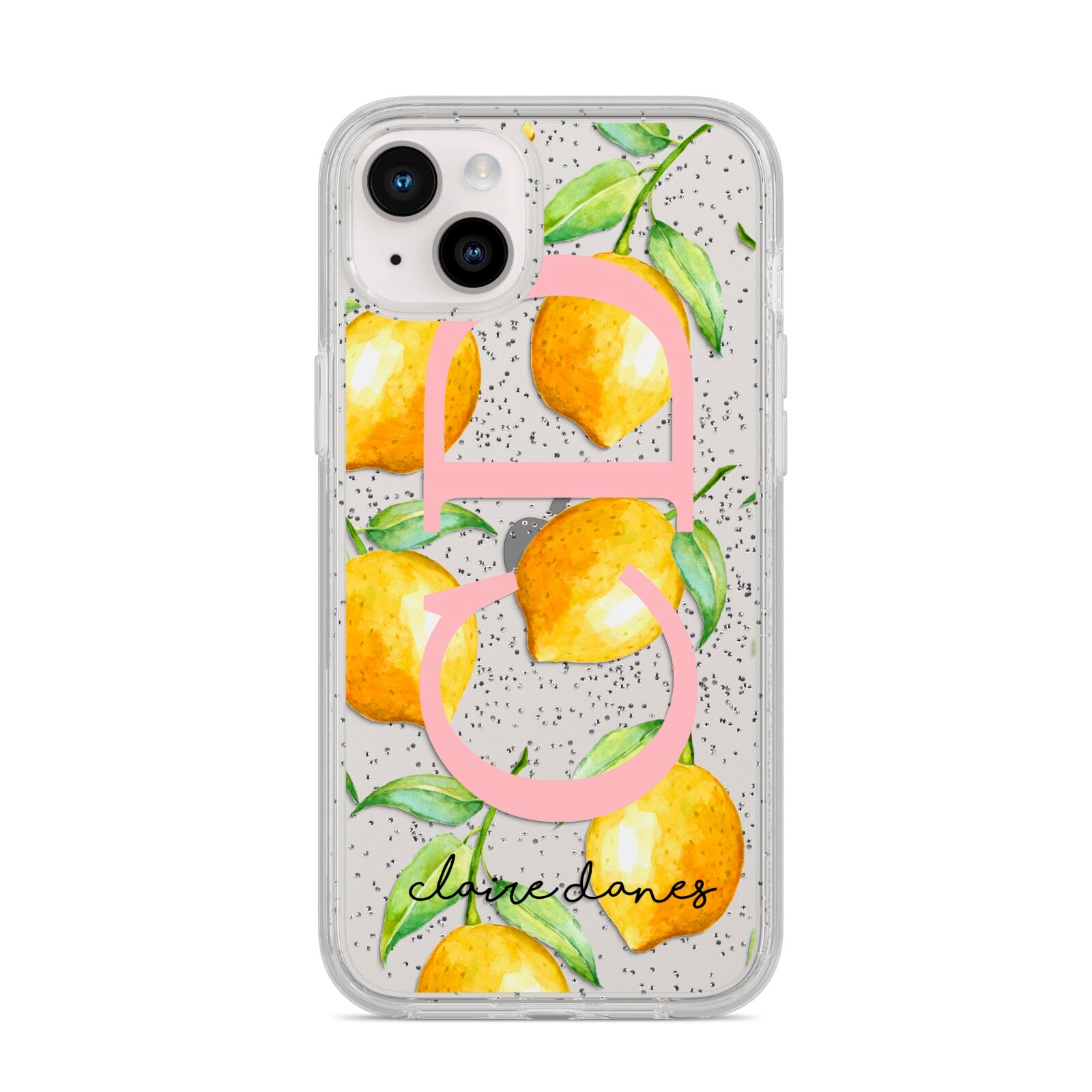 Personalised Lemons iPhone 14 Plus Glitter Tough Case Starlight