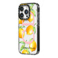 Personalised Lemons iPhone 14 Pro Black Impact Case Side Angle on Silver phone