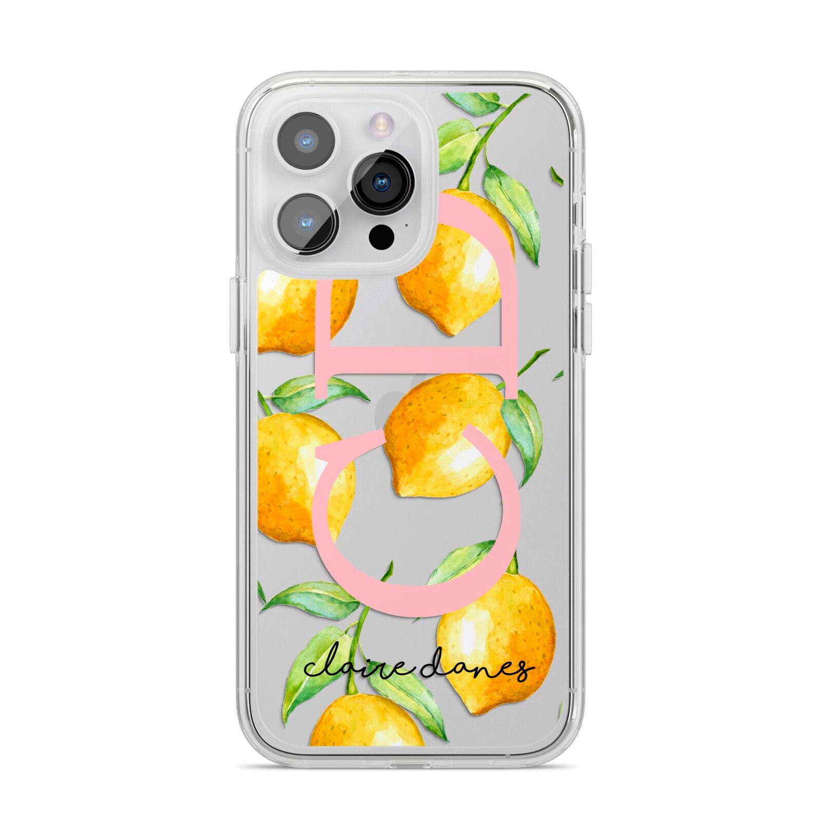 Personalised Lemons iPhone 14 Pro Max Clear Tough Case Silver