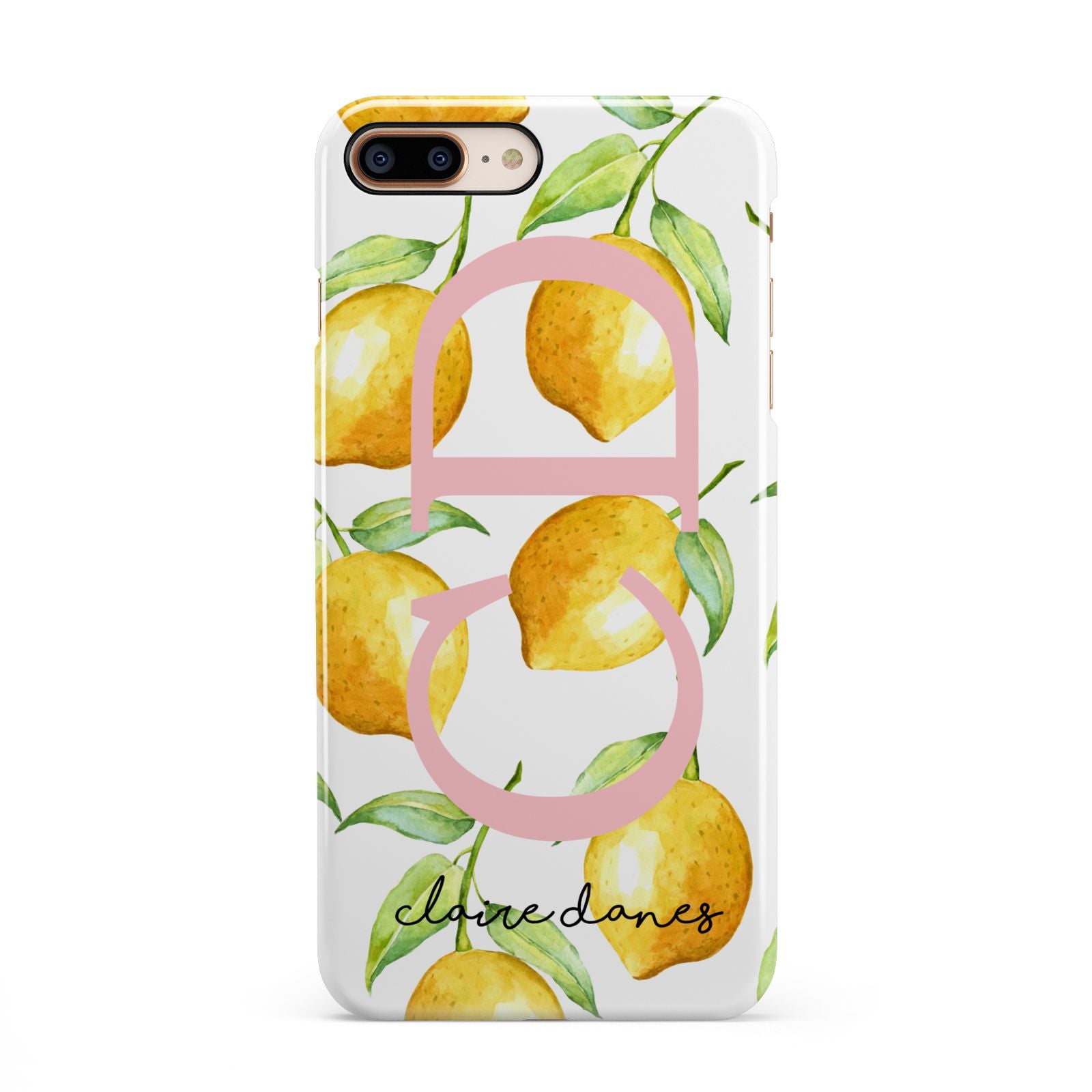 Personalised Lemons iPhone 8 Plus 3D Snap Case on Gold Phone