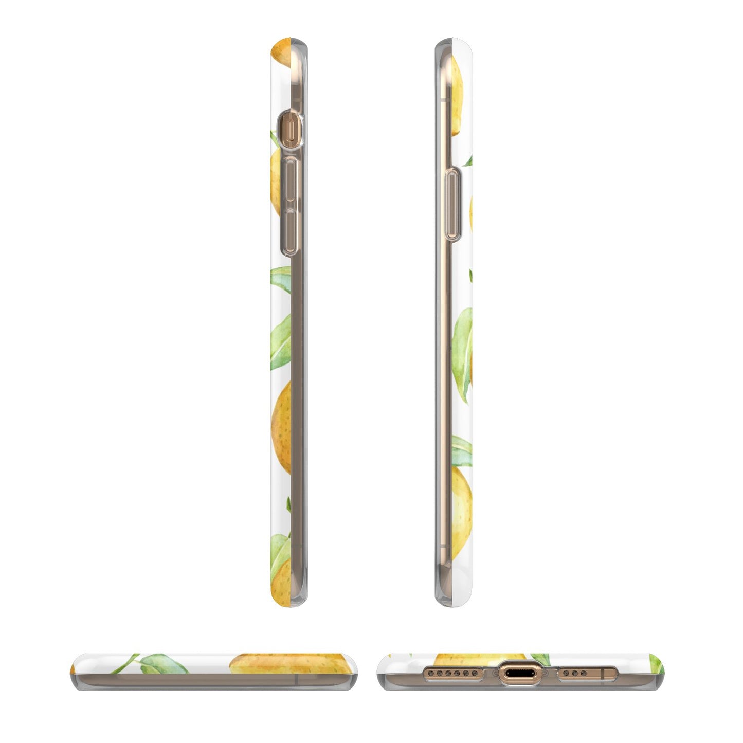 Personalised Lemons iPhone XS 3D Tough Case in Gold Angled Images