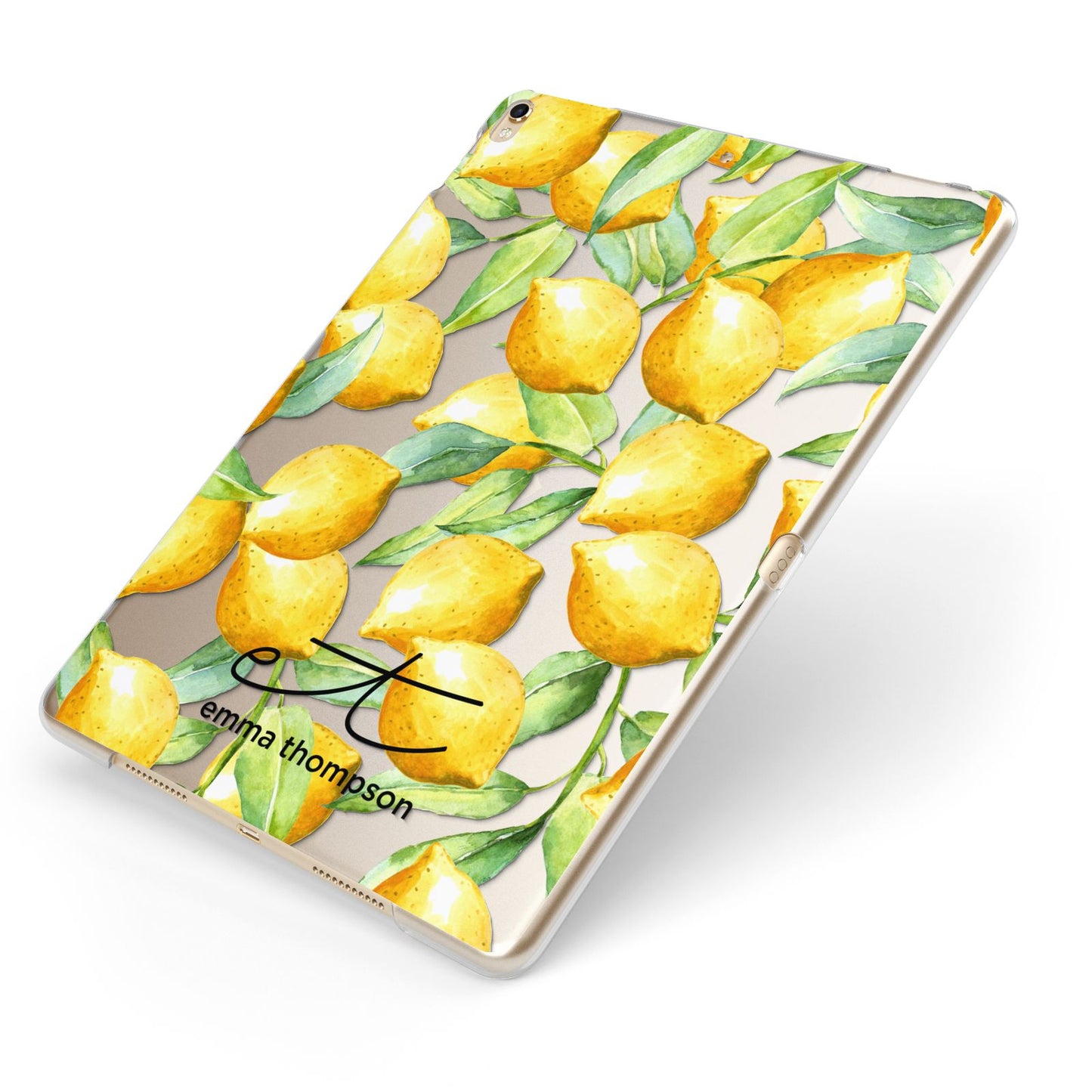 Personalised Lemons of Capri Apple iPad Case on Gold iPad Side View