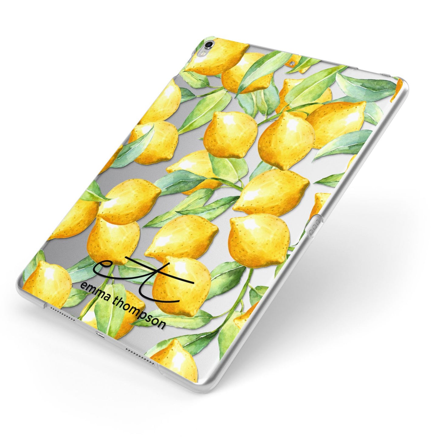 Personalised Lemons of Capri Apple iPad Case on Silver iPad Side View