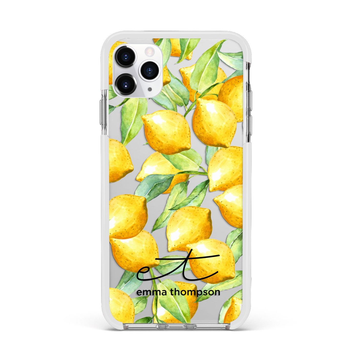 Personalised Lemons of Capri Apple iPhone 11 Pro Max in Silver with White Impact Case