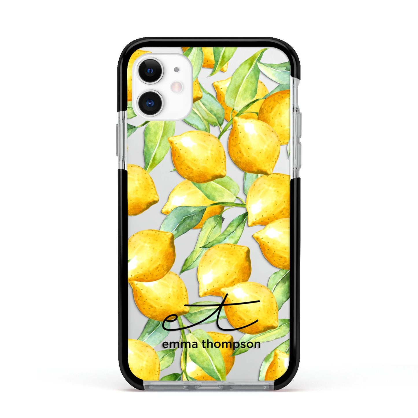 Personalised Lemons of Capri Apple iPhone 11 in White with Black Impact Case