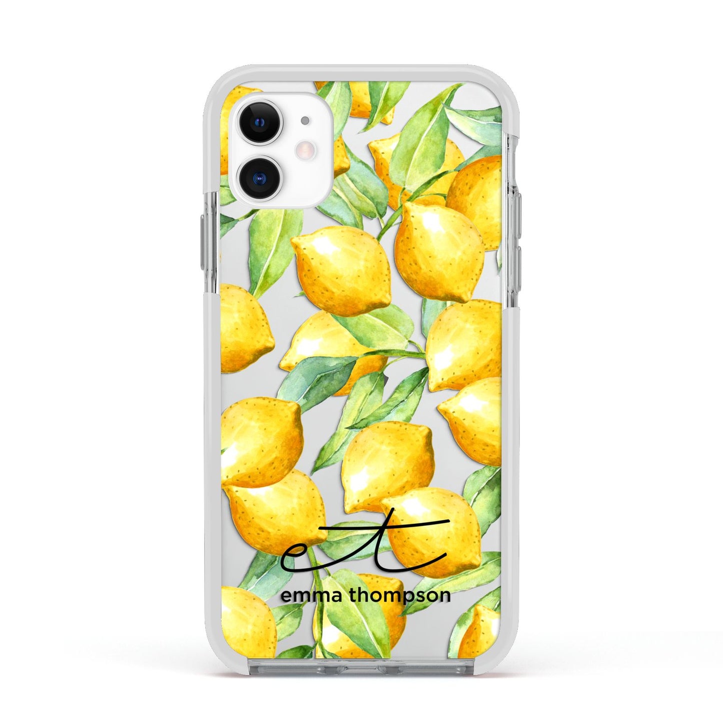 Personalised Lemons of Capri Apple iPhone 11 in White with White Impact Case