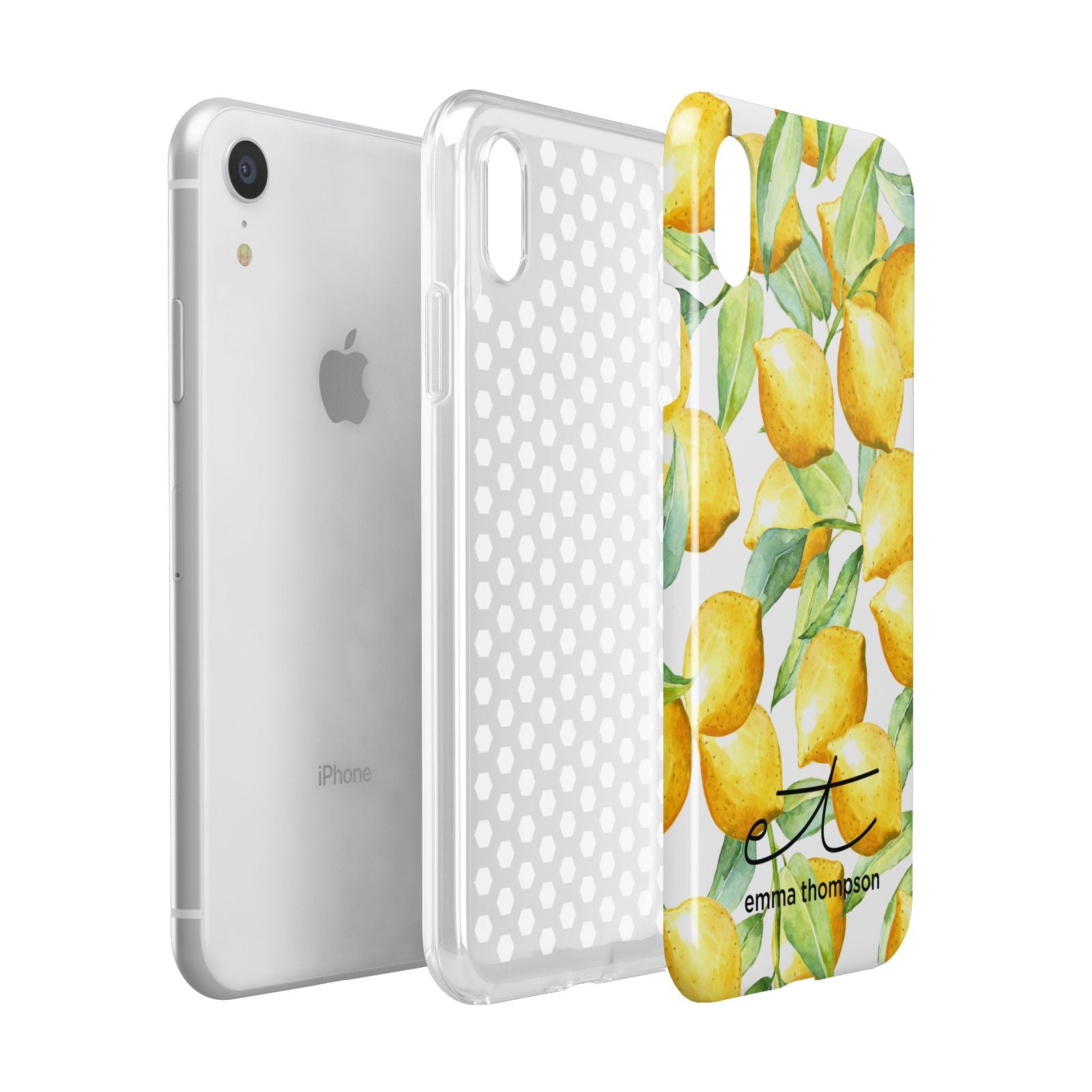 Personalised Lemons of Capri Apple iPhone XR White 3D Tough Case Expanded view