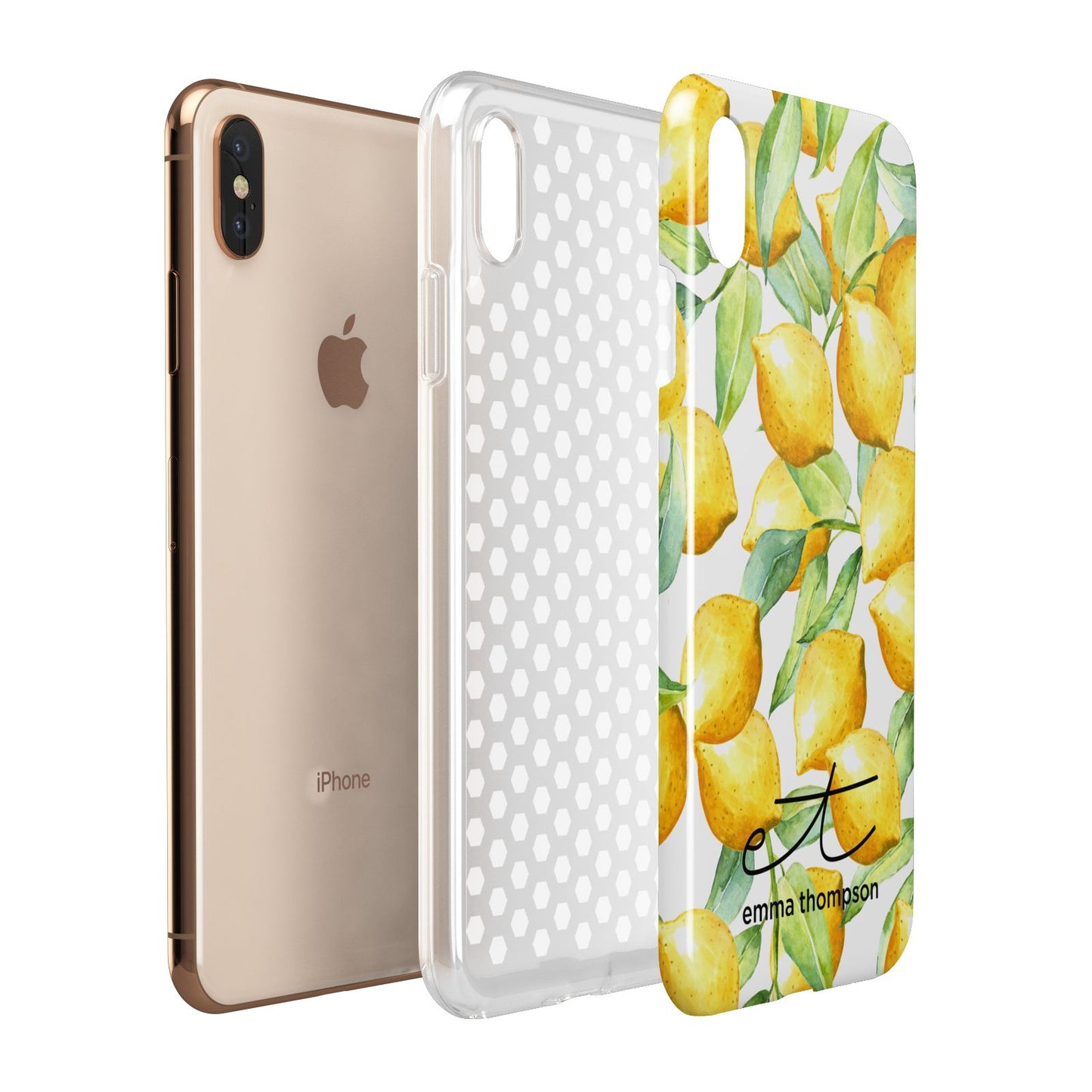 Personalised Lemons of Capri Apple iPhone Xs Max 3D Tough Case Expanded View