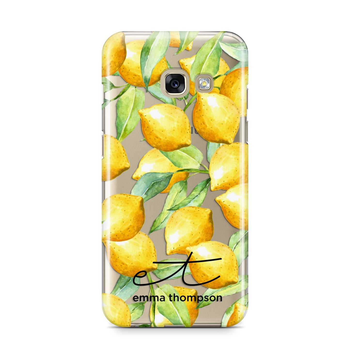 Personalised Lemons of Capri Samsung Galaxy A3 2017 Case on gold phone