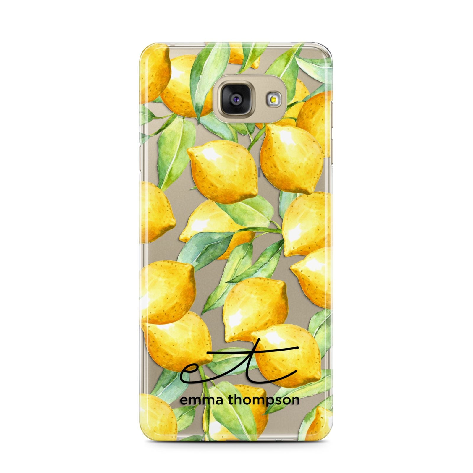 Personalised Lemons of Capri Samsung Galaxy A7 2016 Case on gold phone