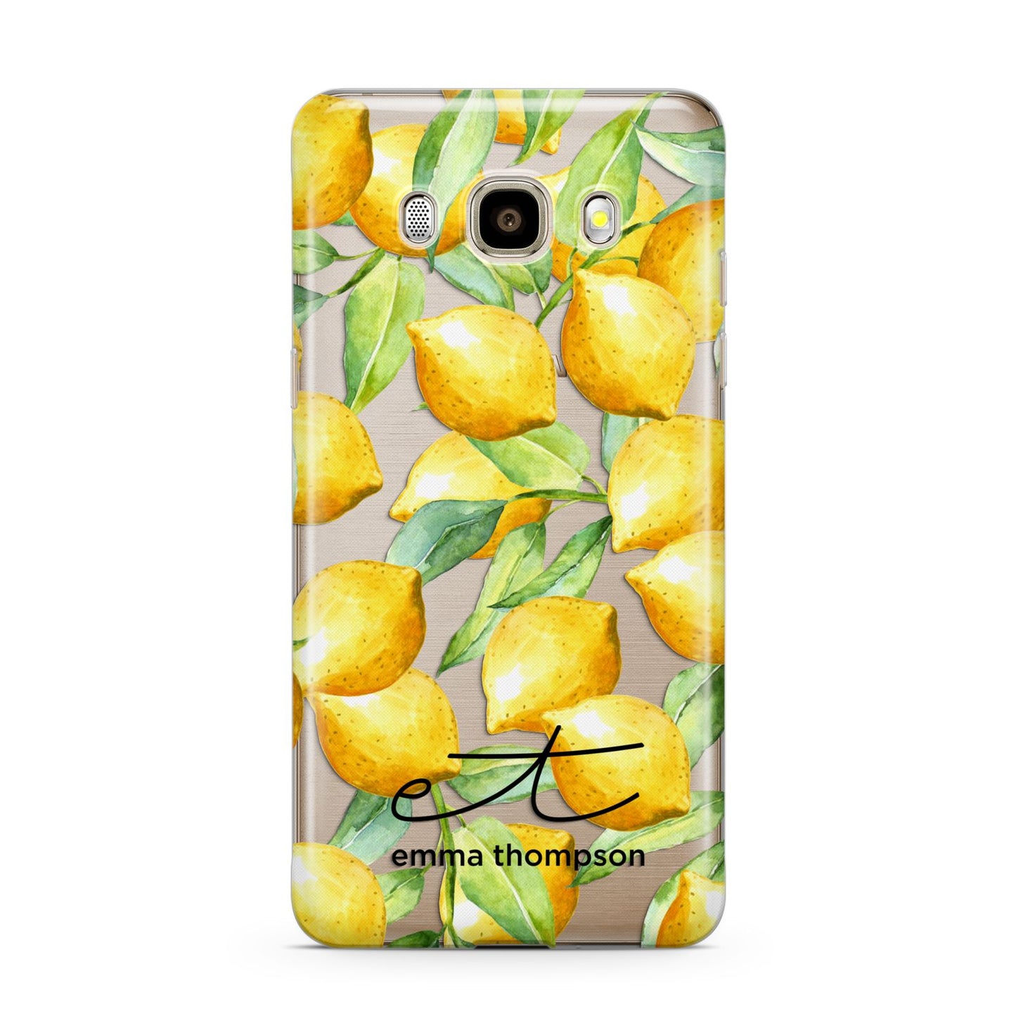 Personalised Lemons of Capri Samsung Galaxy J7 2016 Case on gold phone