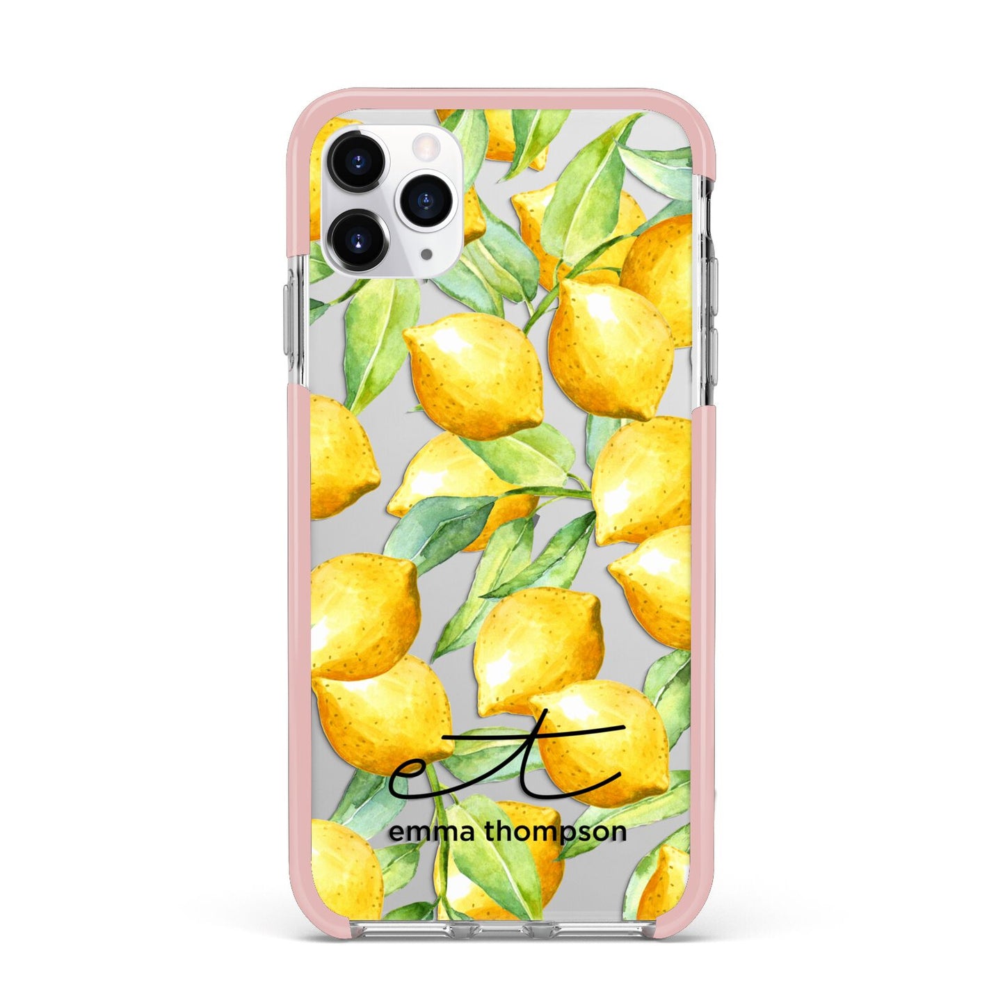 Personalised Lemons of Capri iPhone 11 Pro Max Impact Pink Edge Case