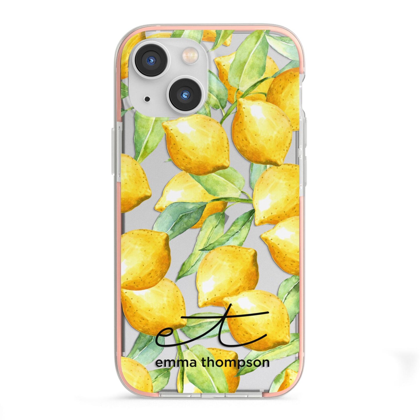 Personalised Lemons of Capri iPhone 13 Mini TPU Impact Case with Pink Edges