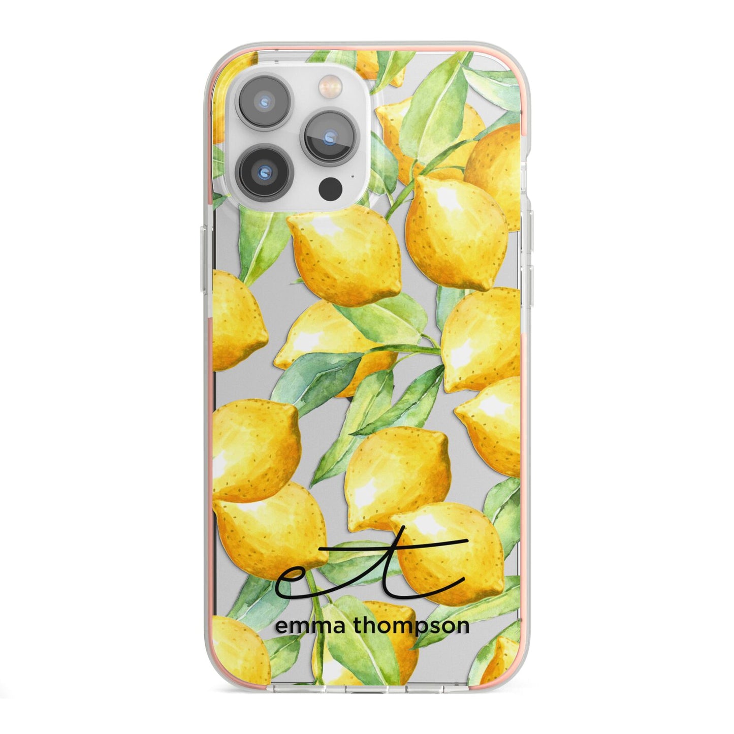 Personalised Lemons of Capri iPhone 13 Pro Max TPU Impact Case with Pink Edges