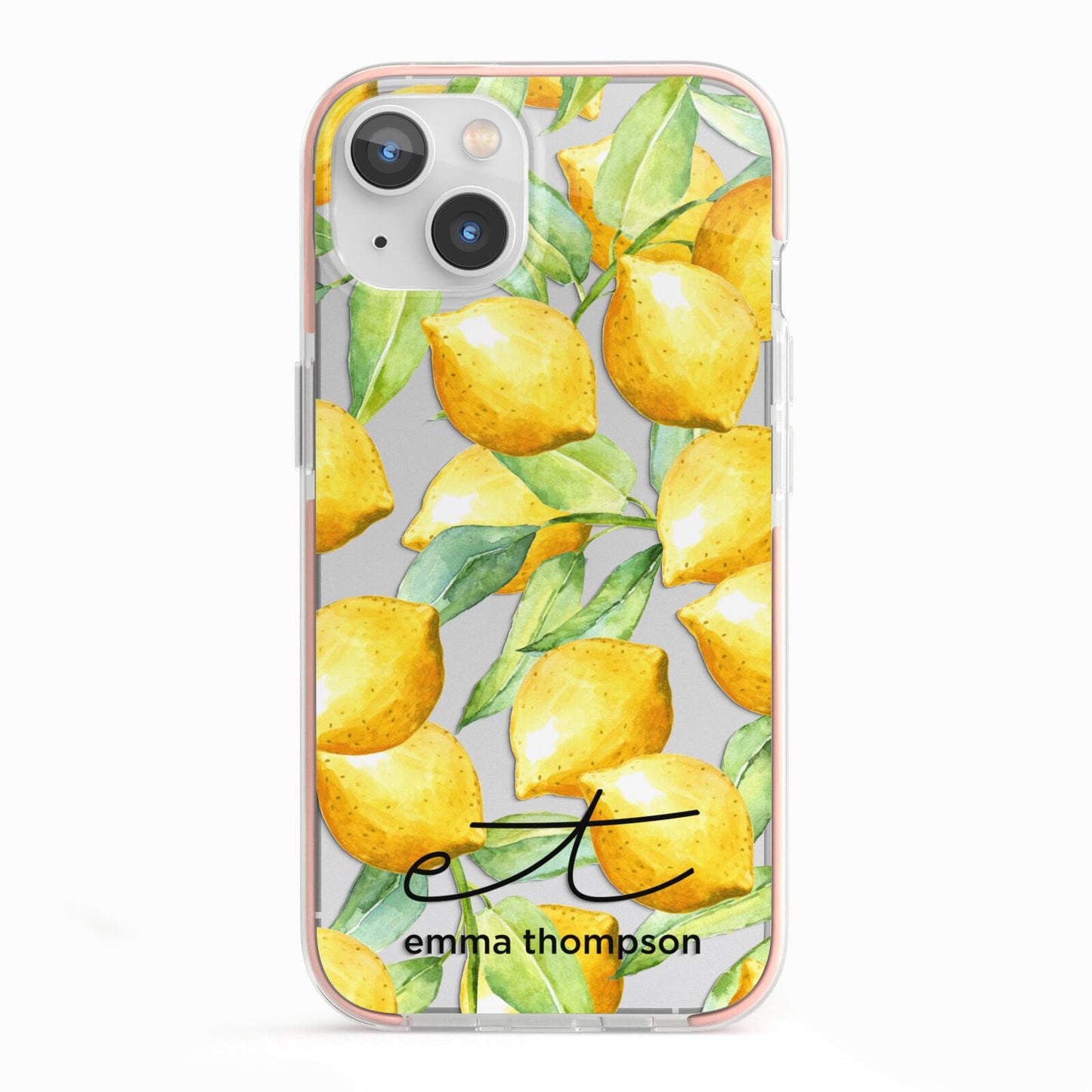 Personalised Lemons of Capri iPhone 13 TPU Impact Case with Pink Edges