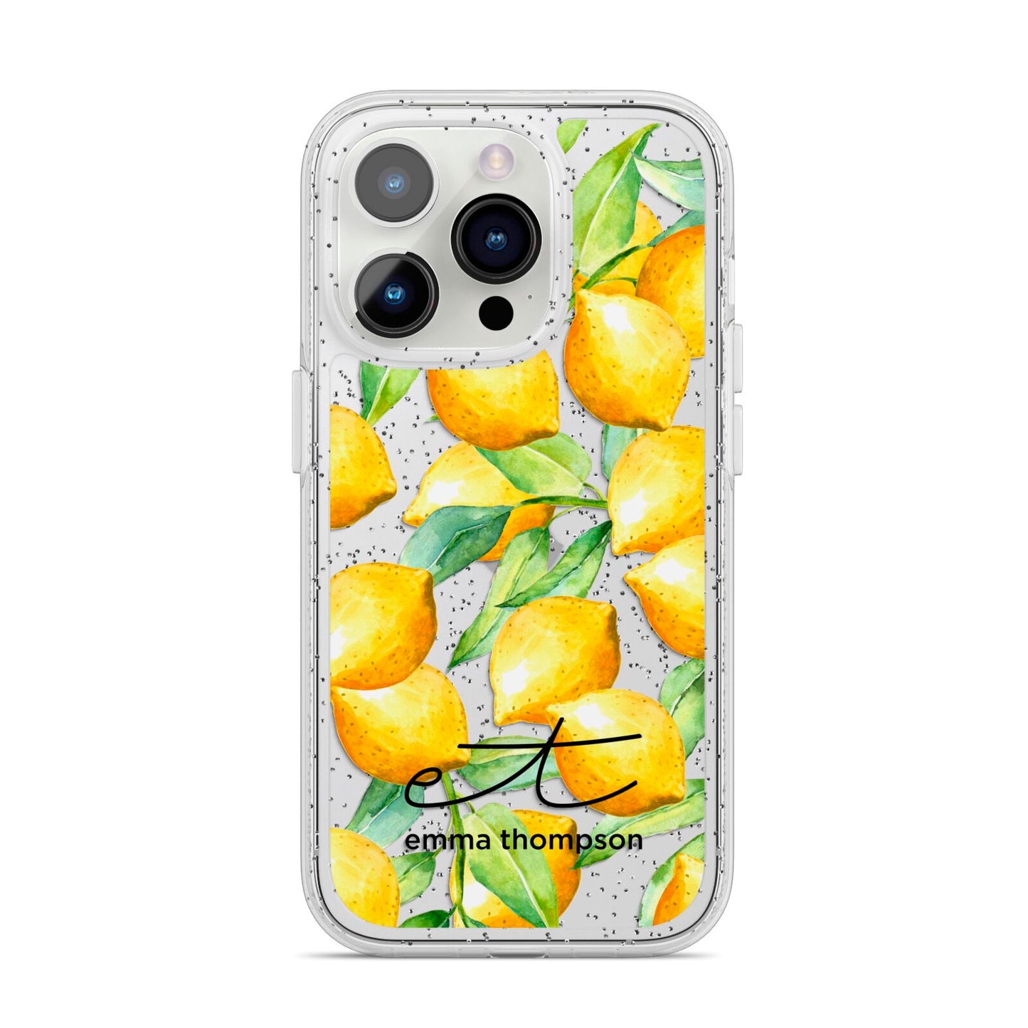 Personalised Lemons of Capri iPhone 14 Pro Glitter Tough Case Silver
