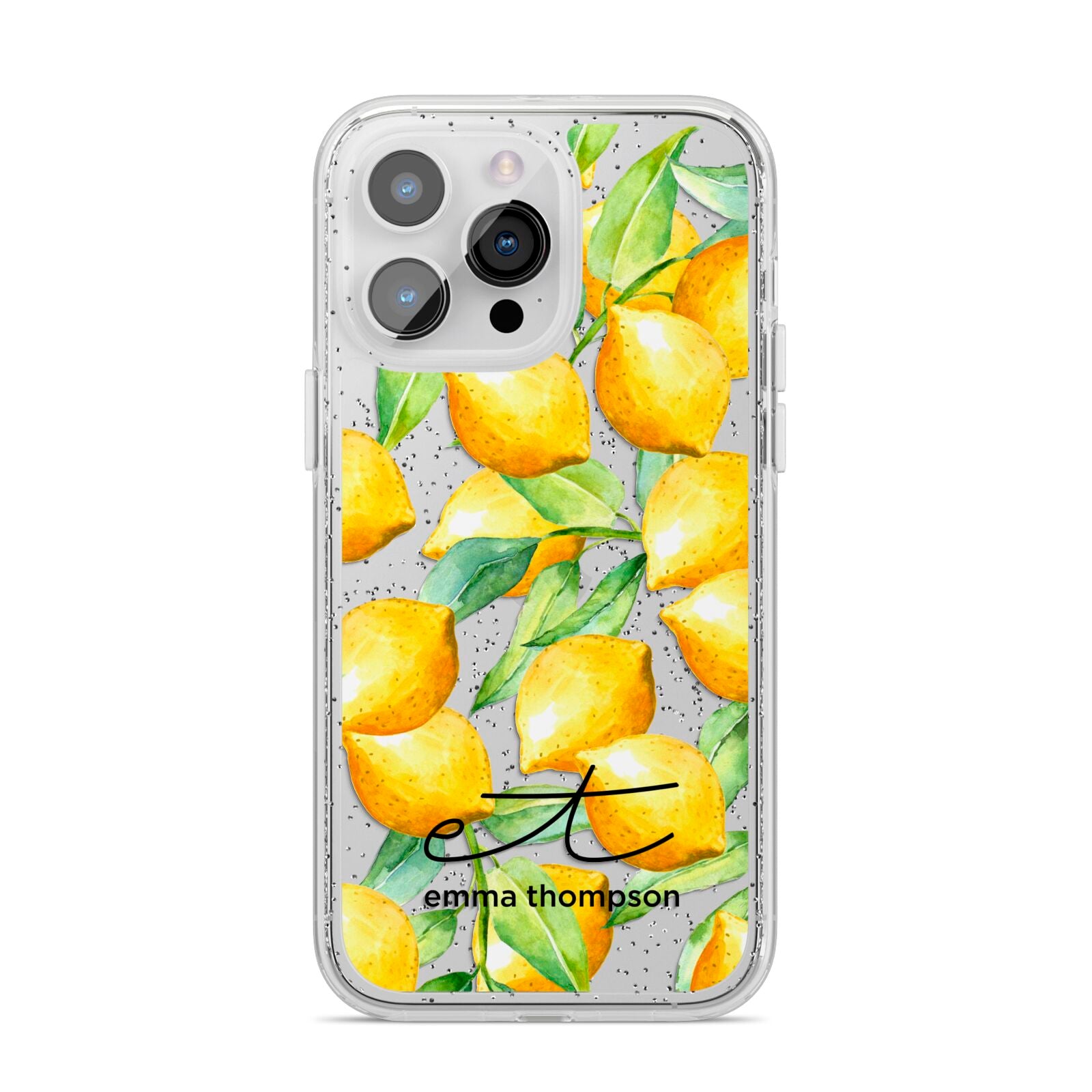 Personalised Lemons of Capri iPhone 14 Pro Max Glitter Tough Case Silver