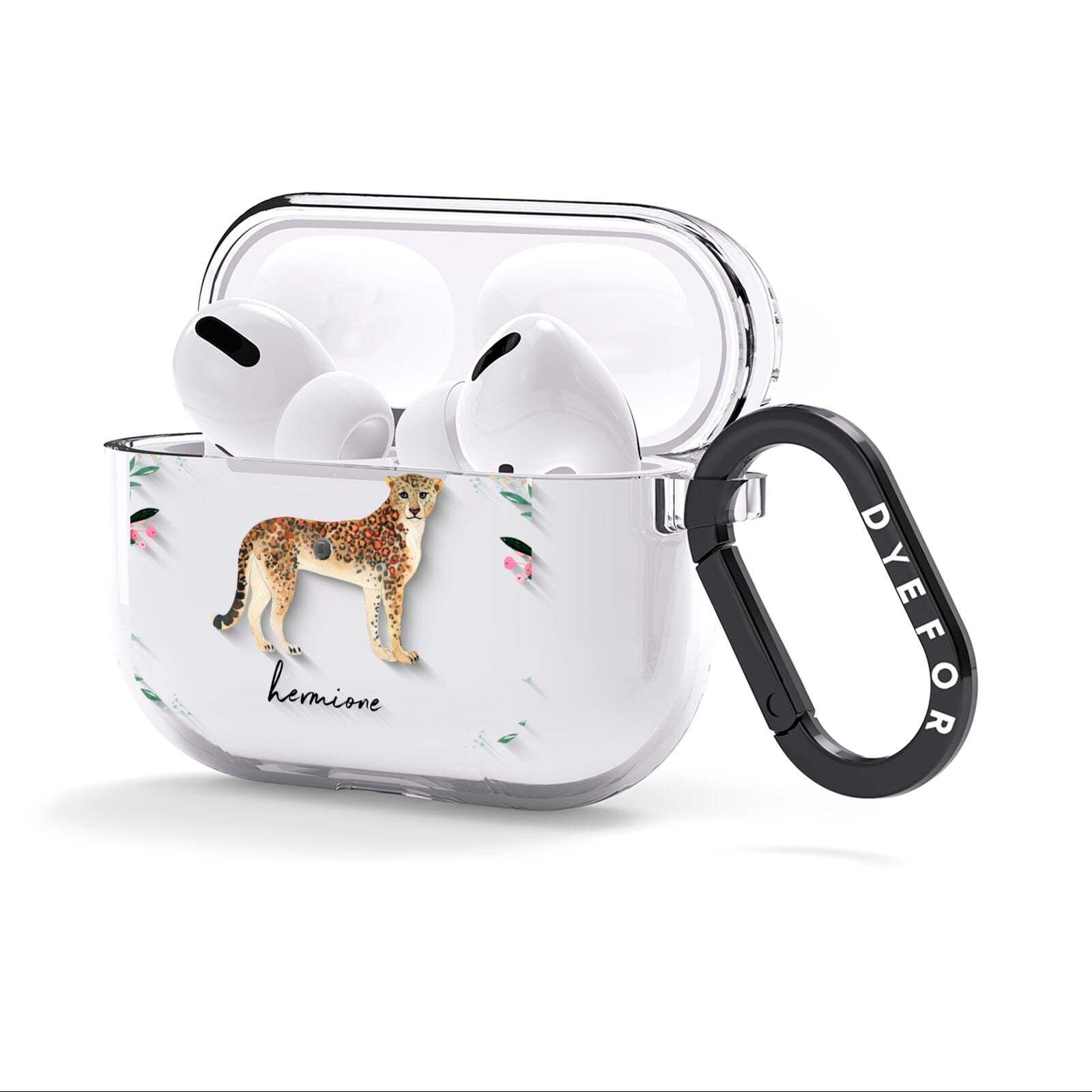 Personalised Leopard AirPods Clear Case 3rd Gen Side Image