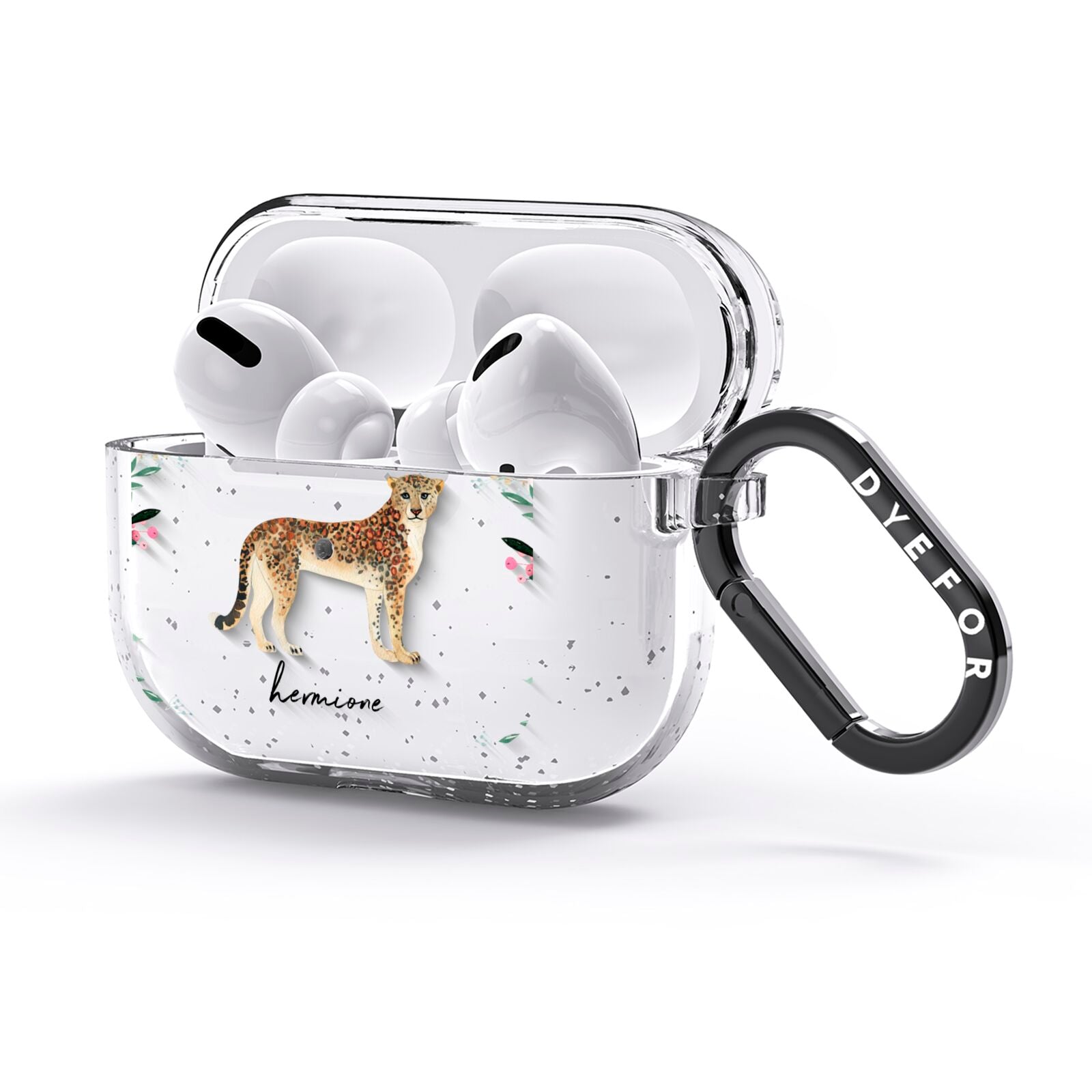 Personalised Leopard AirPods Glitter Case 3rd Gen Side Image