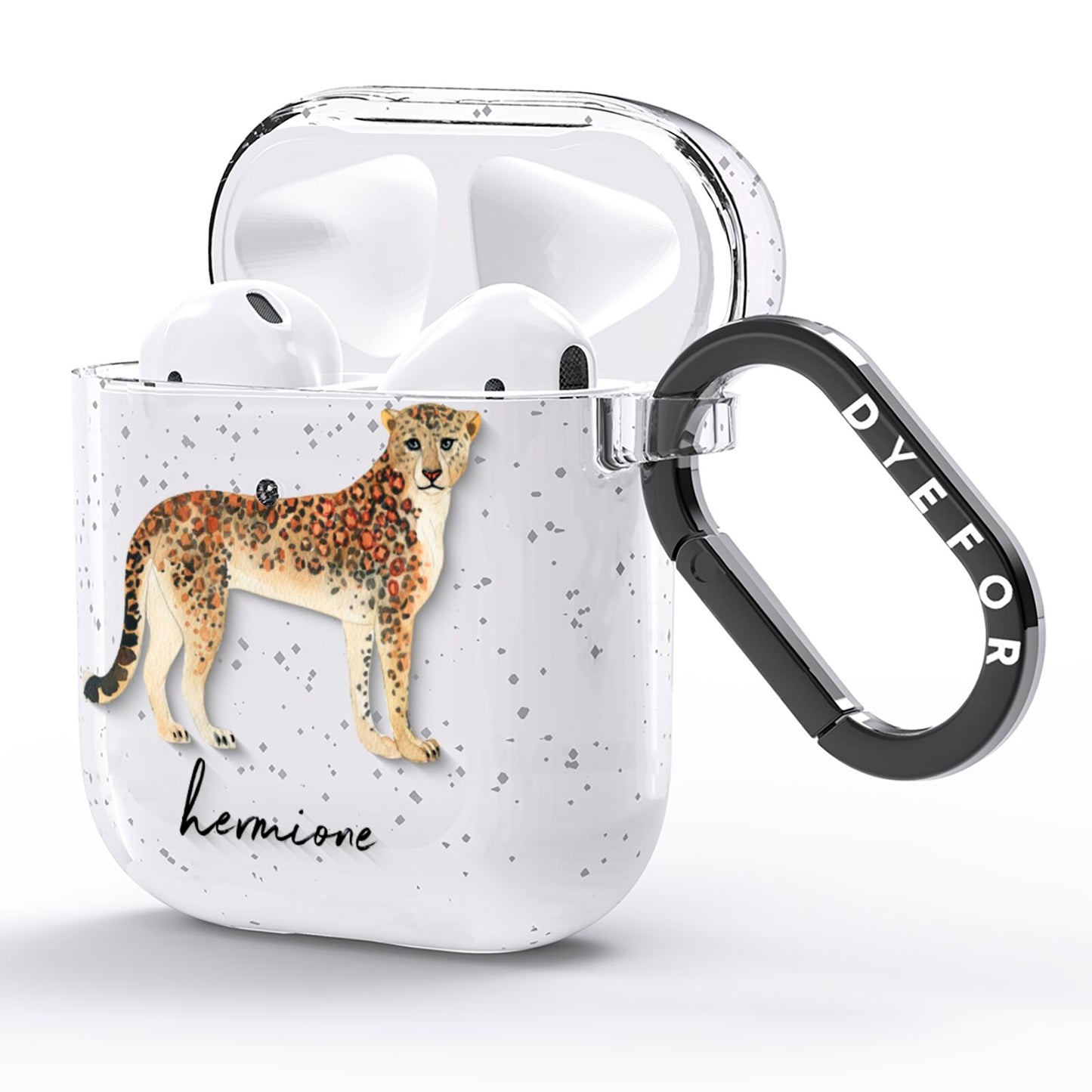 Personalised Leopard AirPods Glitter Case Side Image