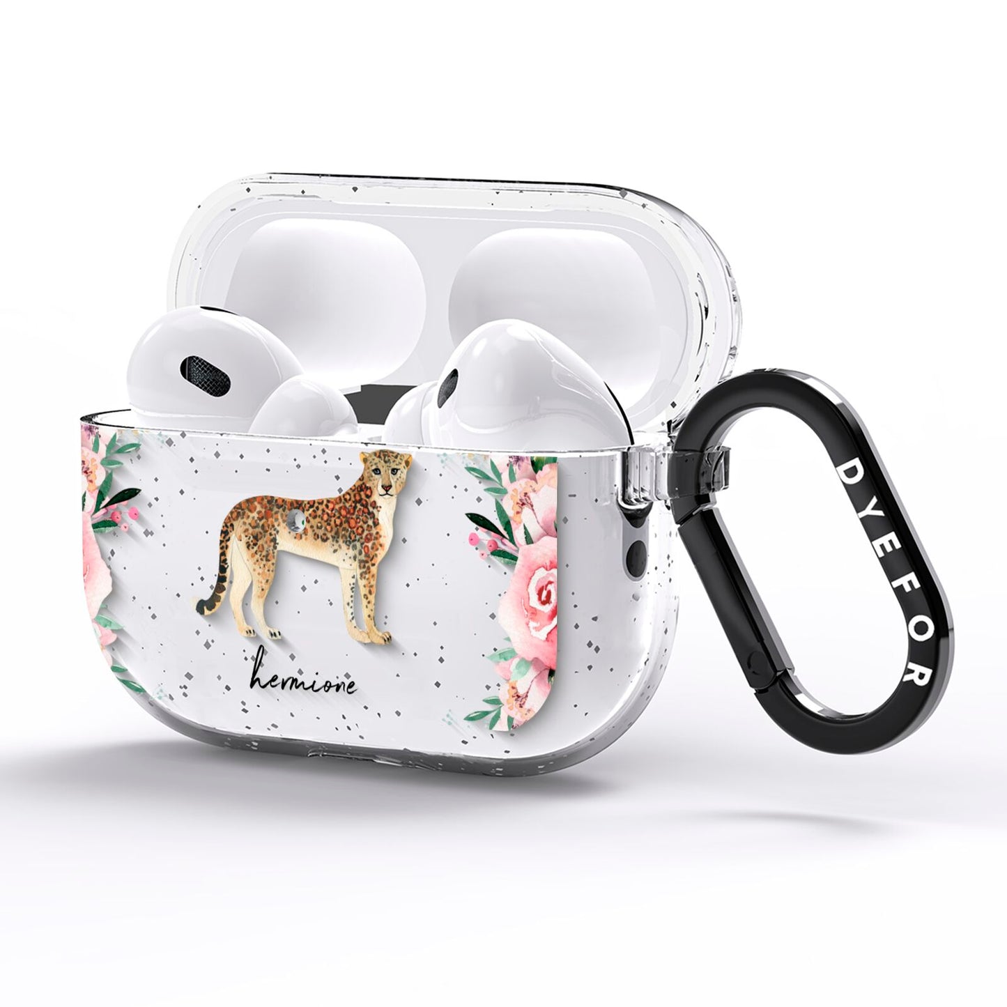 Personalised Leopard AirPods Pro Glitter Case Side Image