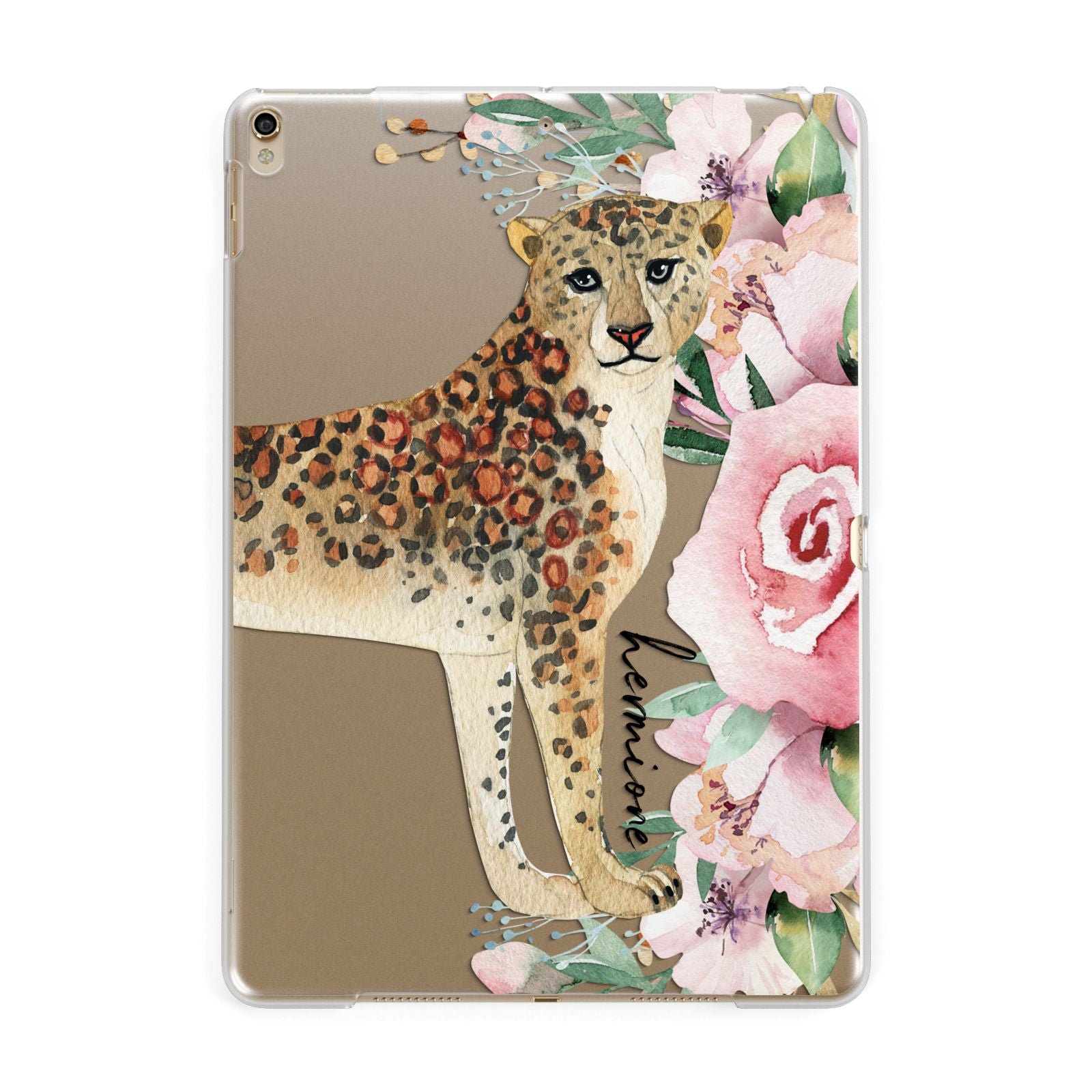 Personalised Leopard Apple iPad Gold Case