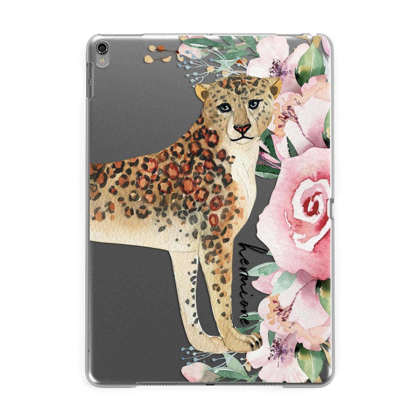 Personalised Leopard Apple iPad Grey Case